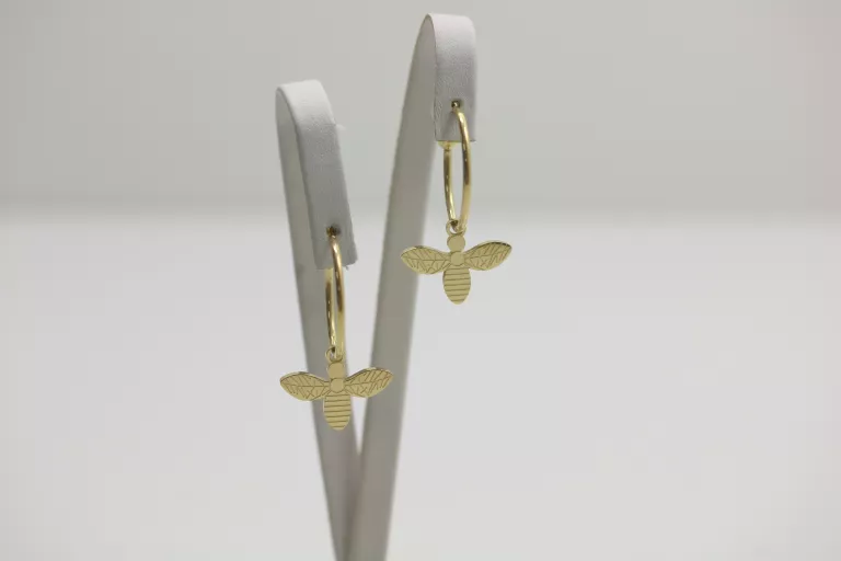 KOLCZYKI STAL POZŁACANA PSZCZOŁA NA KOLE