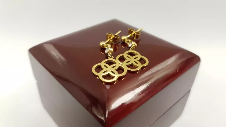 KOLCZYKI STAL POZŁACANA GEOMETRYCZNY KWIATEK