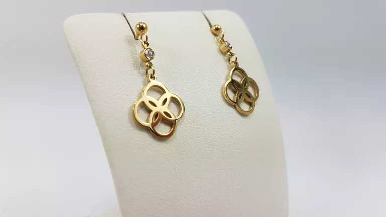 KOLCZYKI STAL POZŁACANA GEOMETRYCZNY KWIATEK