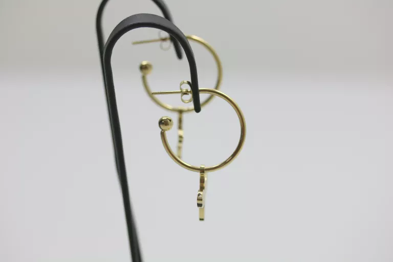 KOLCZYKI STAL POZŁACANA PSZCZOŁA NA KOLE