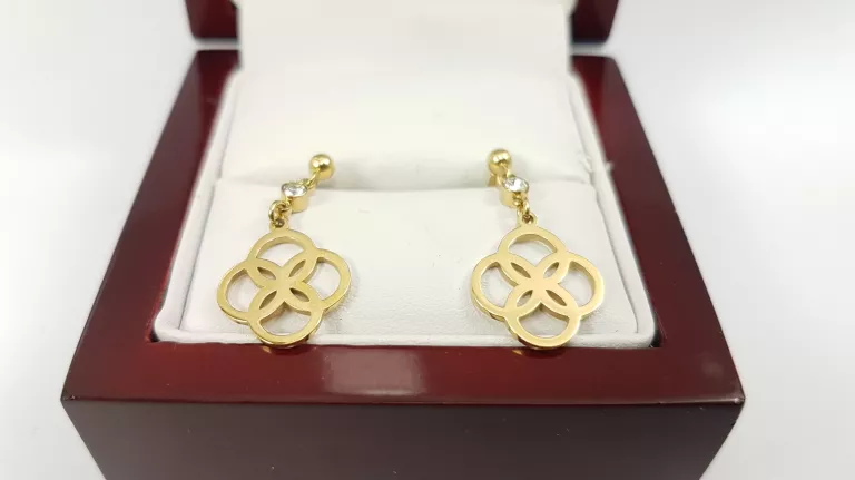 KOLCZYKI STAL POZŁACANA GEOMETRYCZNY KWIATEK