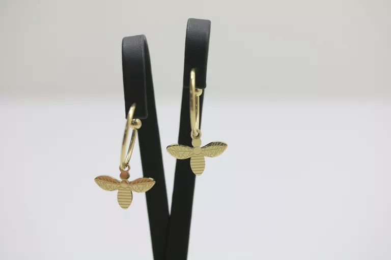 KOLCZYKI STAL POZŁACANA PSZCZOŁA NA KOLE