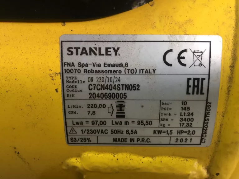 KOMPRESOR BEZOLEJOWY STANLEY 24L 10BAR