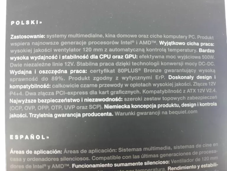 ZASILACZ BE QUIET! SYSTEM POWER 9 500W 120MM 80