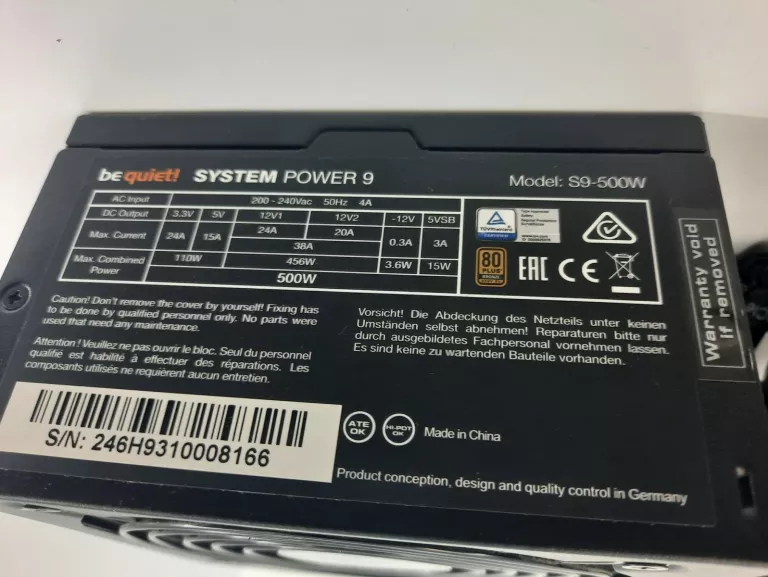 ZASILACZ BE QUIET! SYSTEM POWER 9 500W 120MM 80