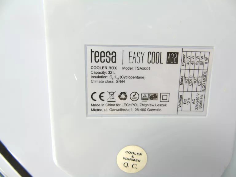 LODÓWKA TURYSTYCZNA TEESA 32L TSA5001 32L