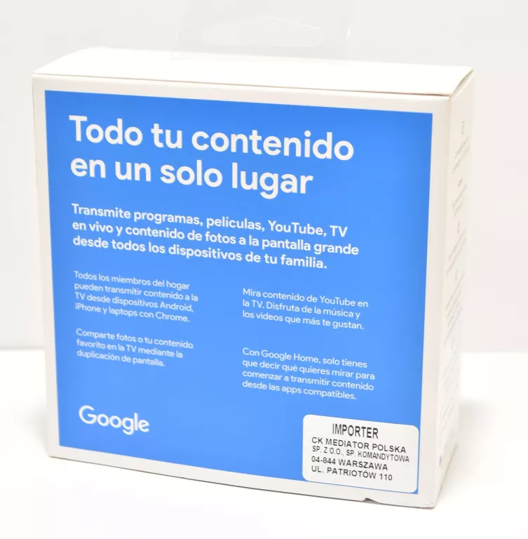 ODTWARZACZ MULTIMEDIALNY GOOGLE CHROMECAST 3.0