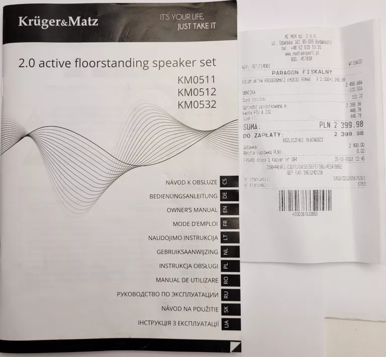 2 DUŻE KOLUMNY KRUGER&MATZ DESTINY 2.0 (OBSŁUGA BT)