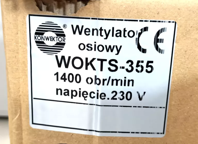 KONWEKTOR WENTYLATOR OSIOWY KANAŁOWY WOKTS-355