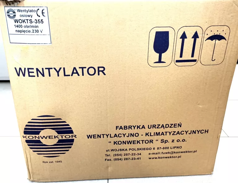 KONWEKTOR WENTYLATOR OSIOWY KANAŁOWY WOKTS-355