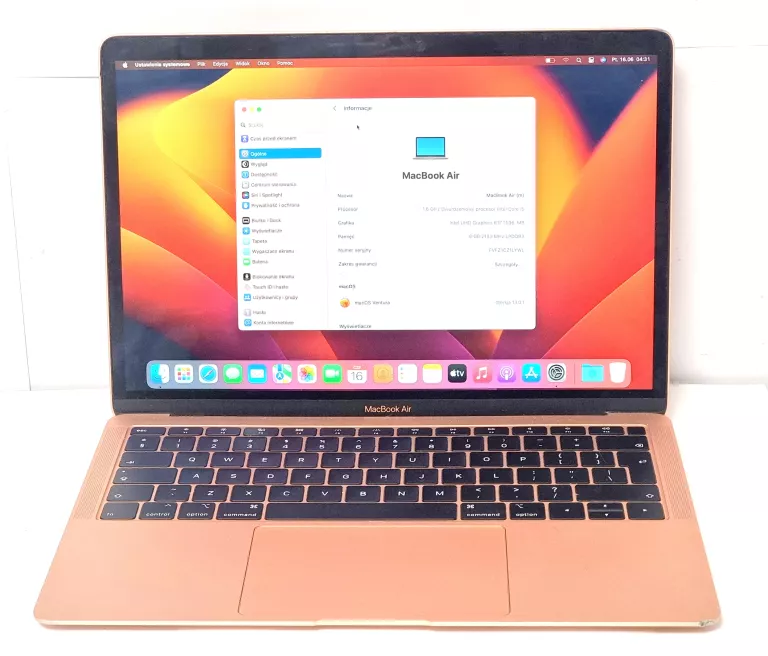 LAPTOP MACBOOK AIR 2019 A1932 13' 8RAM I5 1,6GHZ