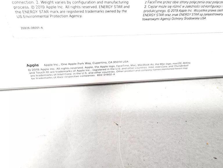 LAPTOP MACBOOK AIR 2019 A1932 13' 8RAM I5 1,6GHZ