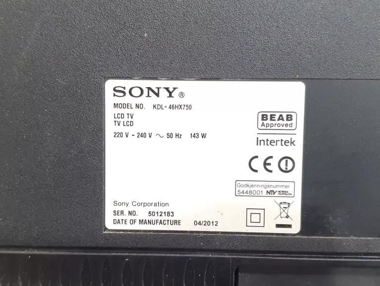 TELEWIZOR SONY KDL-46HX750