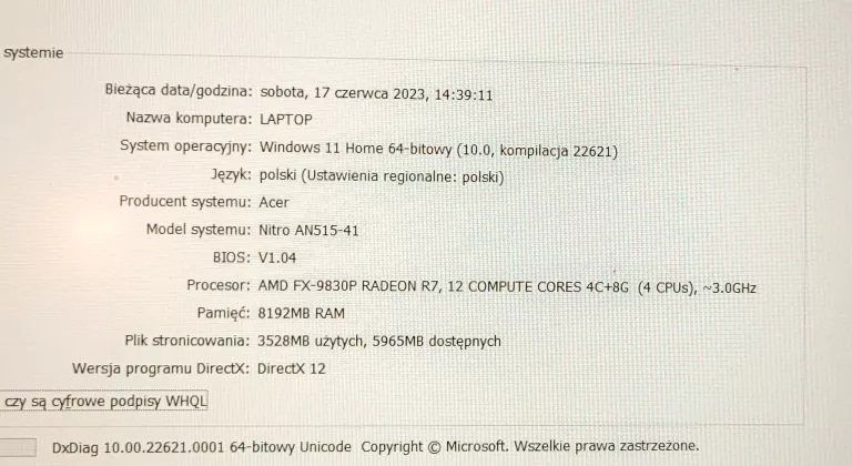 LAPTOP ACER NITRO AN515-41