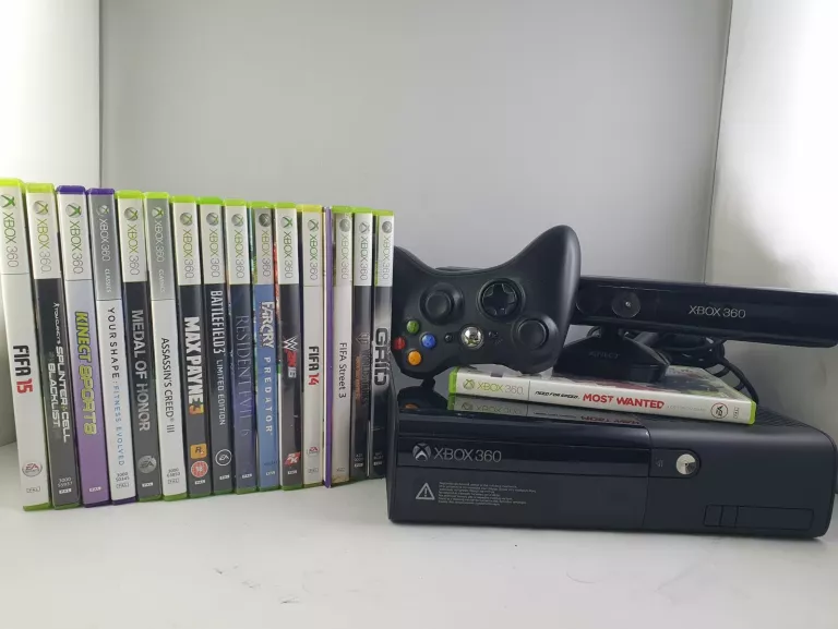 XBOX 360 500GB PAD 17 GIER KINECT KARTONY!