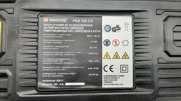 Kompresory PARKSIDE | KOMPRESOR PKZ C5 180