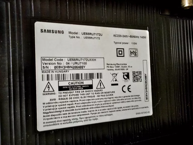 TELEWIZOR LED SAMSUNG UE55RU7172U SMART 55" 4K UH