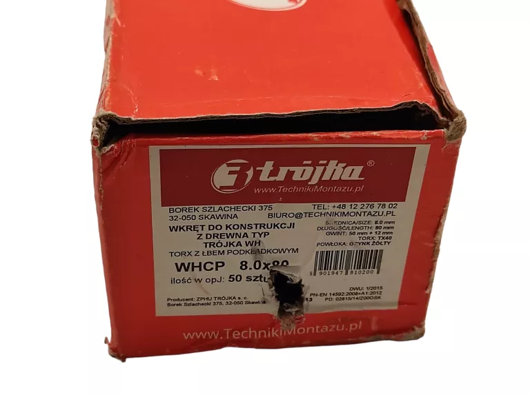 WKRĘTY CIESIELSKIE TRÓJKA 50 SZT 80X8.0