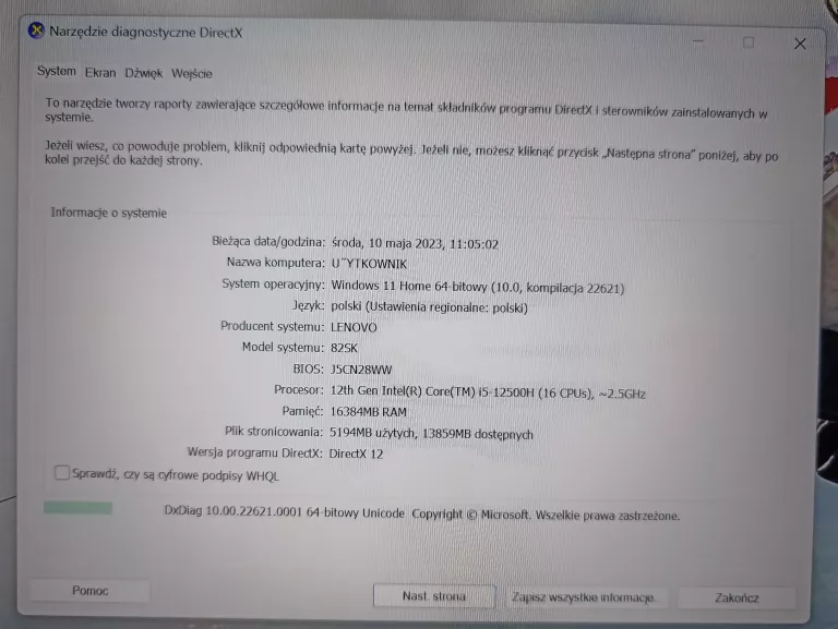 LAPTOP LENOVO IDEAPAD 5 PRO 16IAH7