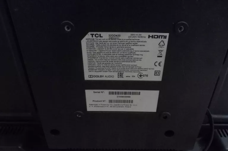 TELEWIZOR TCL 32DD420 PILOT