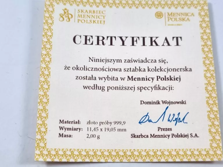 ZŁOTA SZTABKA 2,00G PR. 999.9