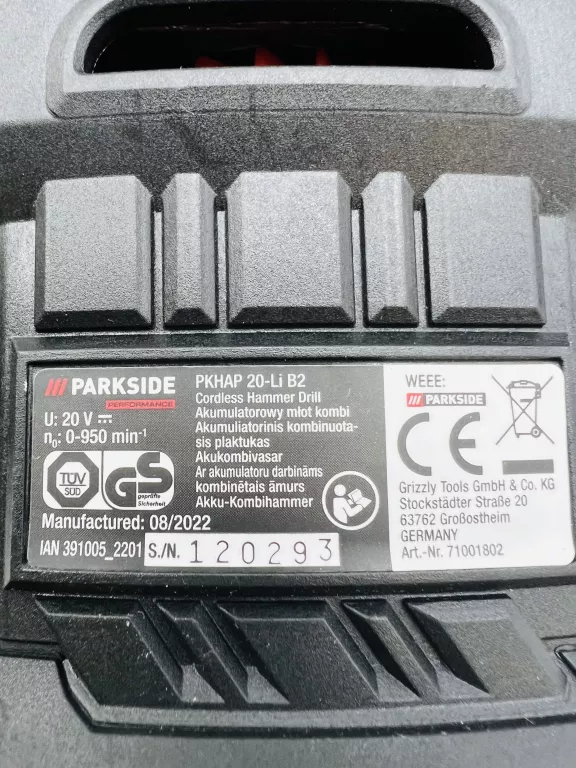BUTEE DE PROFONDEUR POUR PERFORATEUR BURINEUR SANS FIL PARKSIDE Performance Pkhap 20 Li B2 Ian 391005