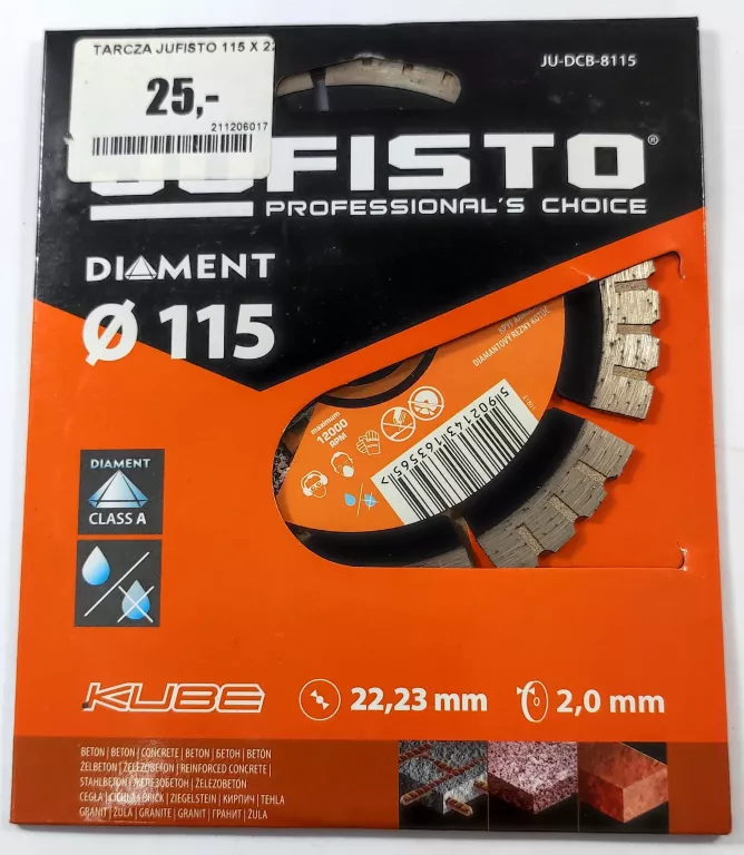 TARCZA DIAMENTOWA JUFISTO 115 X 2,0 X 22,23MM