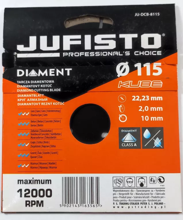 TARCZA DIAMENTOWA JUFISTO 115 X 2,0 X 22,23MM