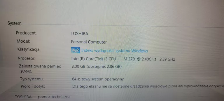 LAPTOP TOSHIBA SATELITE C660-170 WIN 7