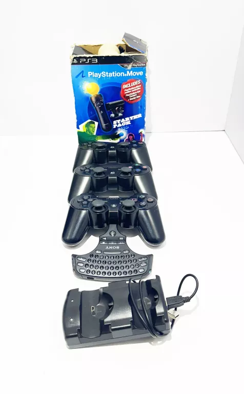 KONSOLA PS3 3 PADY+KAMERA+MOVE X2+KLAWIATURA