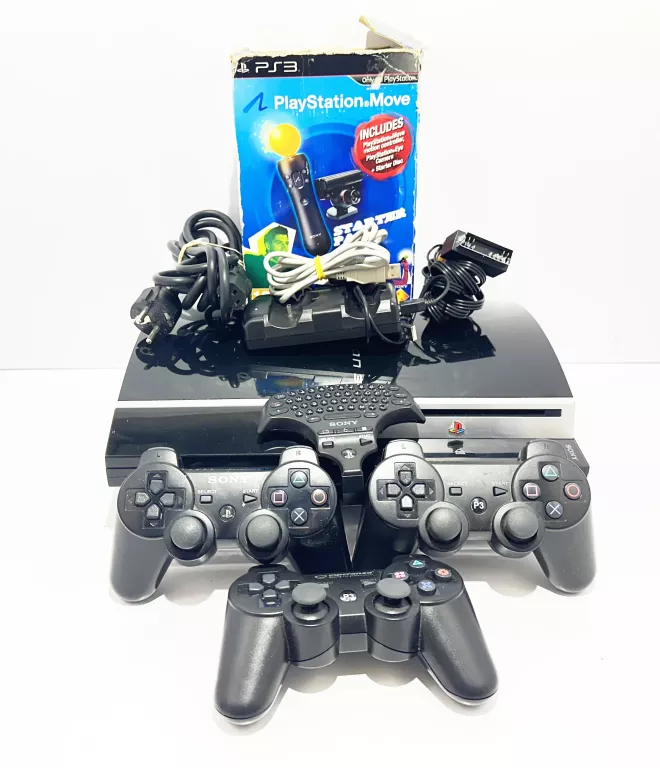 KONSOLA PS3 3 PADY+KAMERA+MOVE X2+KLAWIATURA
