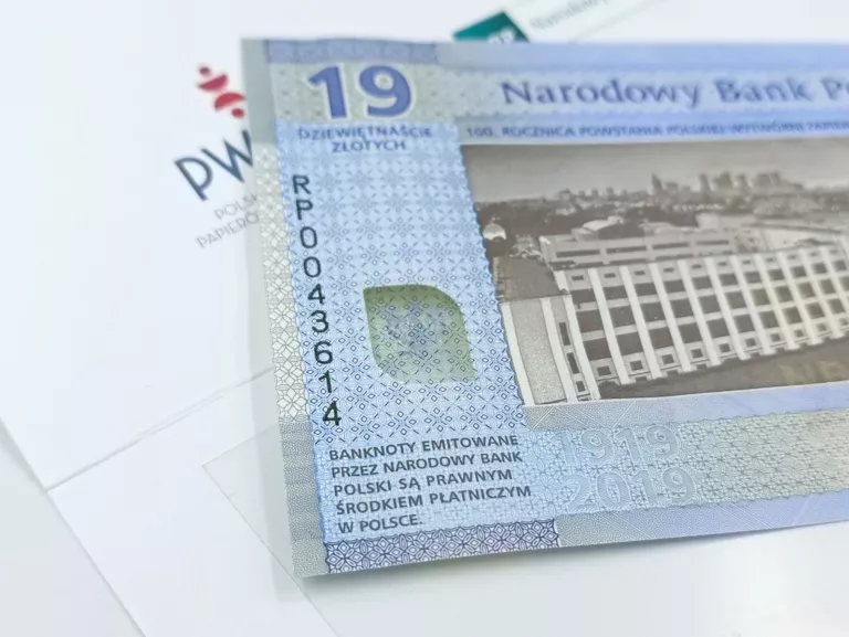 BANKNOT 19 ZŁ 100-LECIE POWSTANIA PWPW