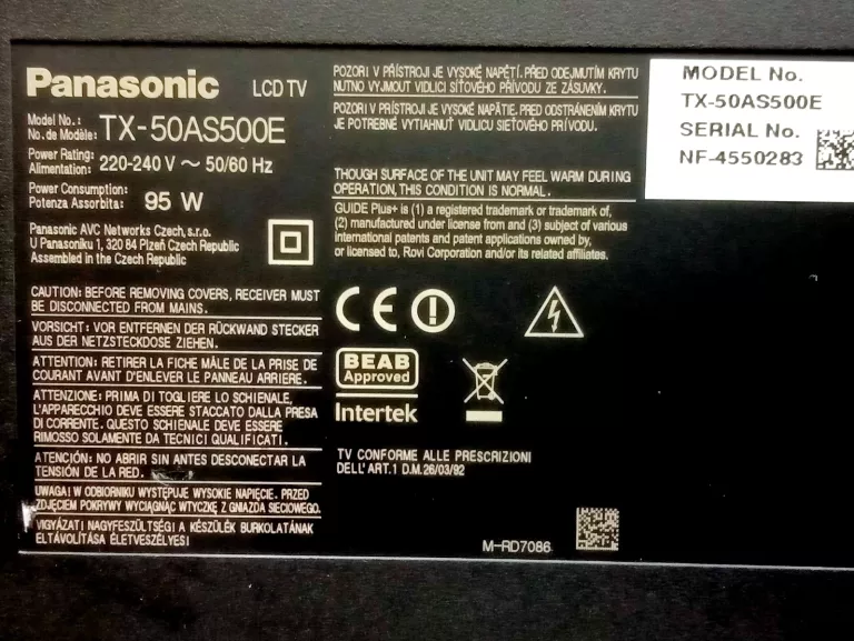 TELEWIZOR PANASONIC TX-50AS500E + PILOT