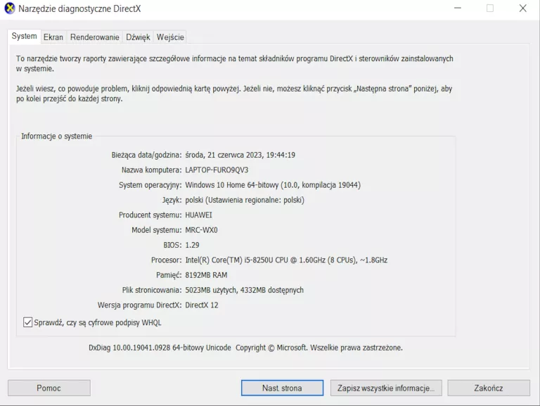 HUAWEI MATEBOOK D MRC-W50 I5-8250U 8/256GB MX150