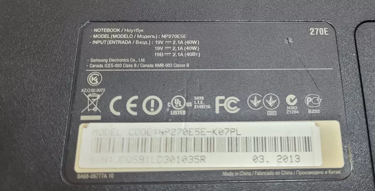 LAPTOP SAMSUNG NP270E5E