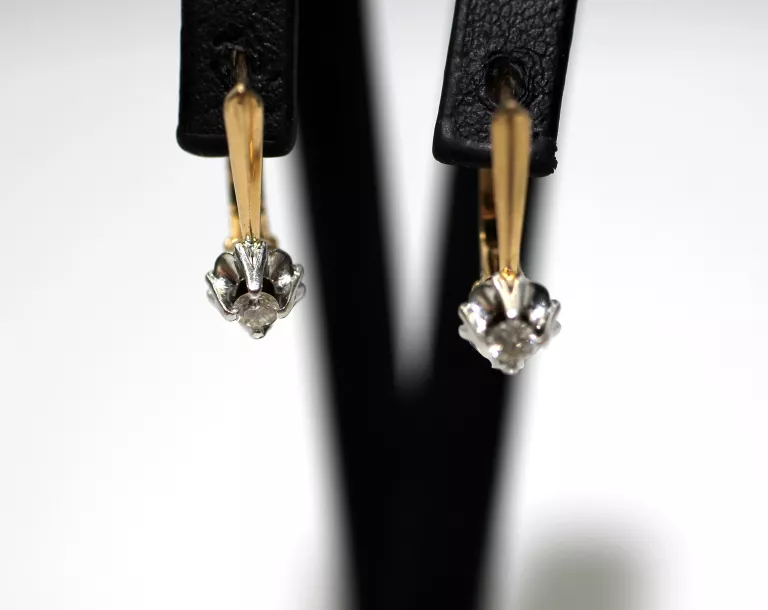 ZŁOTE KOLCZYKI Z DIAMENTAMI BRYLANTY 0,16CT 3,45G 585 CERTYFIKAT