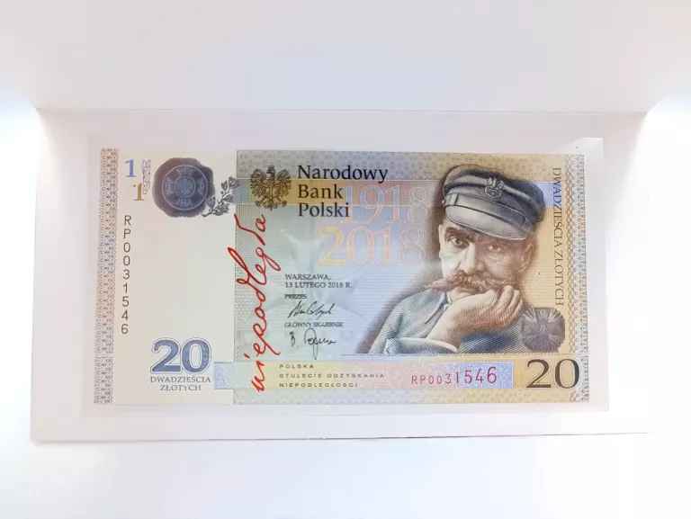 BANKNOT NIEPODLEGŁOŚC 20 ZŁ PIŁSUDSKI UNC