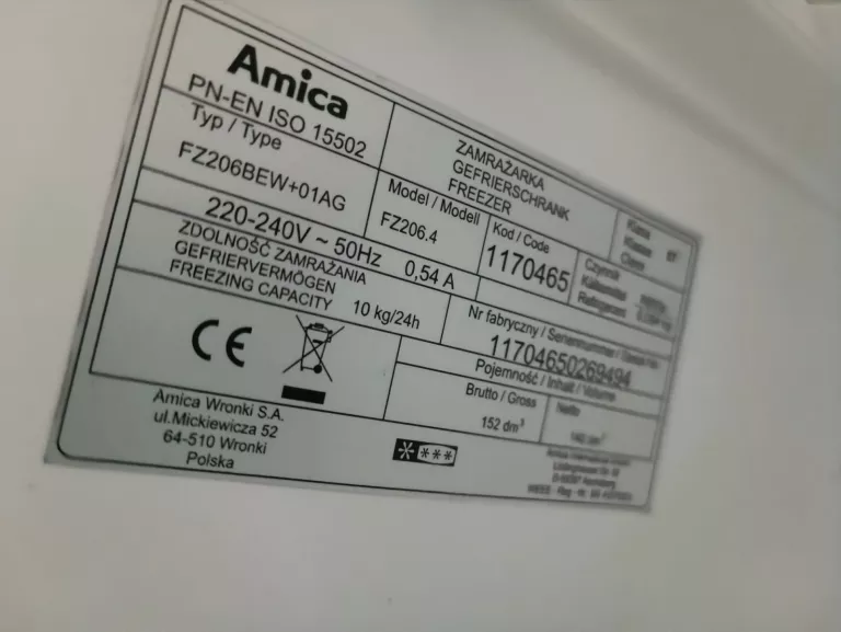 ZAMRAŻARKA AMICA FZ206.4