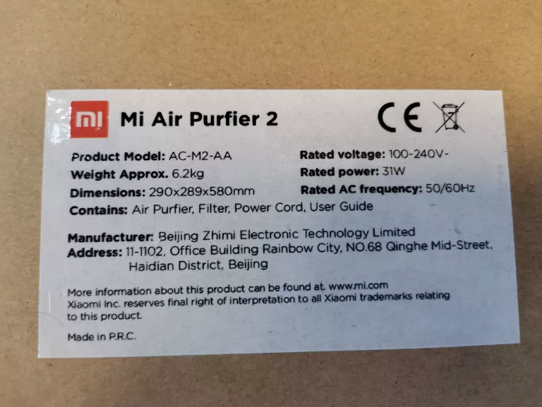 OCZYSZCZACZ POWIETRZA XIAOMI MI AIR PURIFIER 2