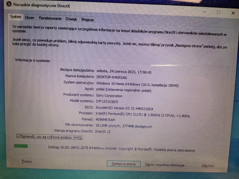 SONY VAIO SVF1521C6EW PENTIUM/4GB/500GB GT 740M