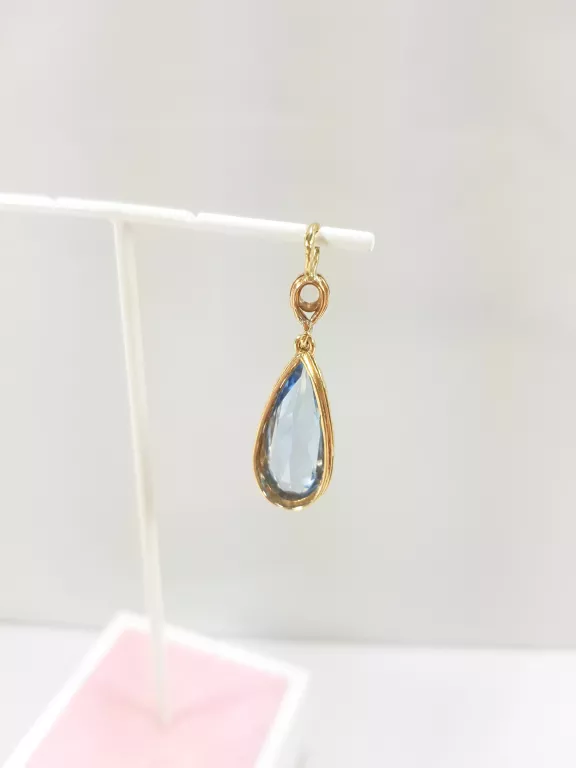 NIETYPOWA ZŁOTA ZAWIESZKA TOPAZ DIAMENT 585 2,79G