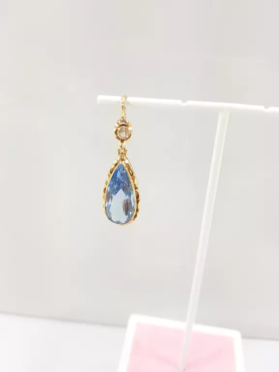 NIETYPOWA ZŁOTA ZAWIESZKA TOPAZ DIAMENT 585 2,79G
