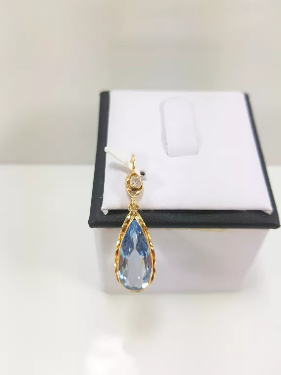 NIETYPOWA ZŁOTA ZAWIESZKA TOPAZ DIAMENT 585 2,79G