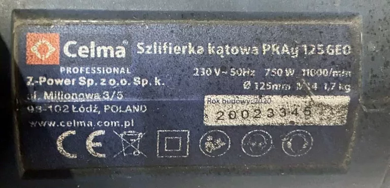SZLIFIERKA KĄTOWA CELMA PRAG 125 GEO 230V