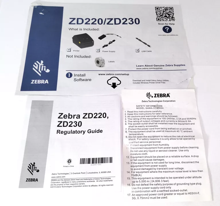 DRUKARKA ETYKIET ZEBRA ZD230 KOMPLET