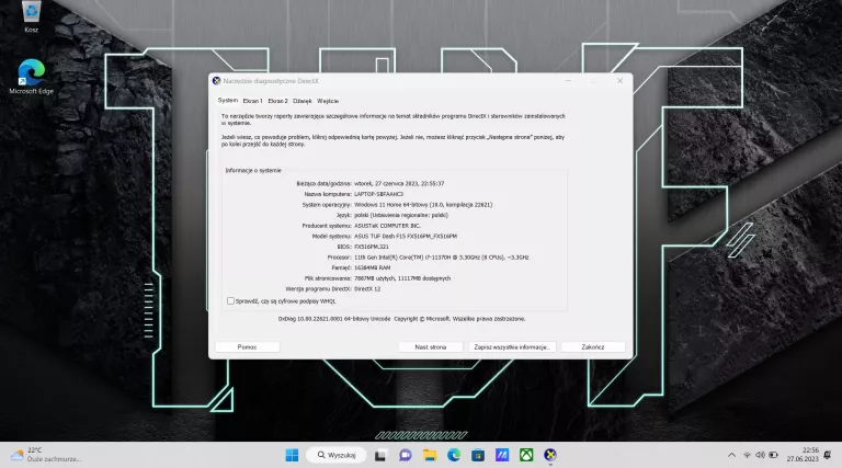 ASUS TUF DASH F15 I7-11370H RTX 3060 16/512GB SSD