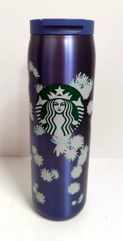 KUBEK TERMICZNY STARBUCKS 473 ML KWIATY NIEBIESKI