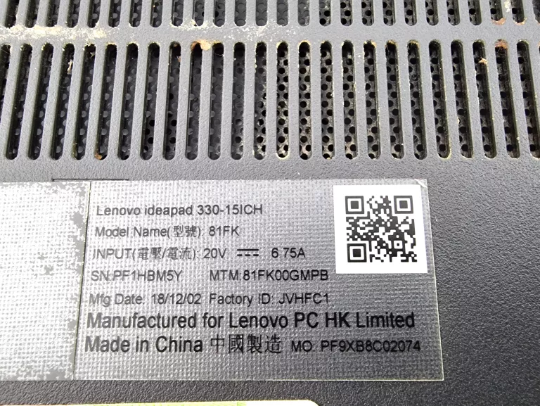 LAPTOP LENOVO IDEAPAD 330-15ICH