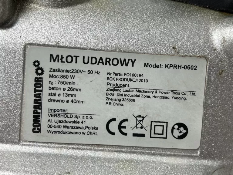 MŁOT UDAROWY COMPARATOR KPRH-0602 850W