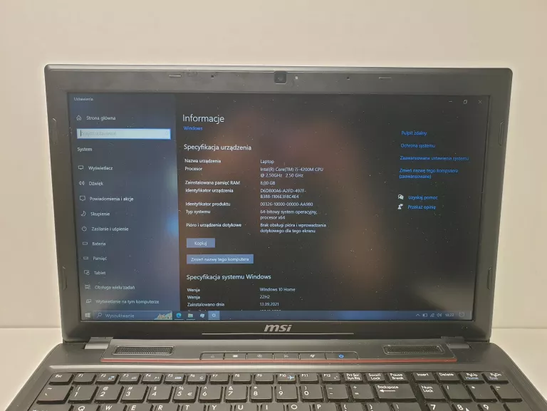 LAPTOP MSI MS-16GD I5 8GB SUPER STAN
